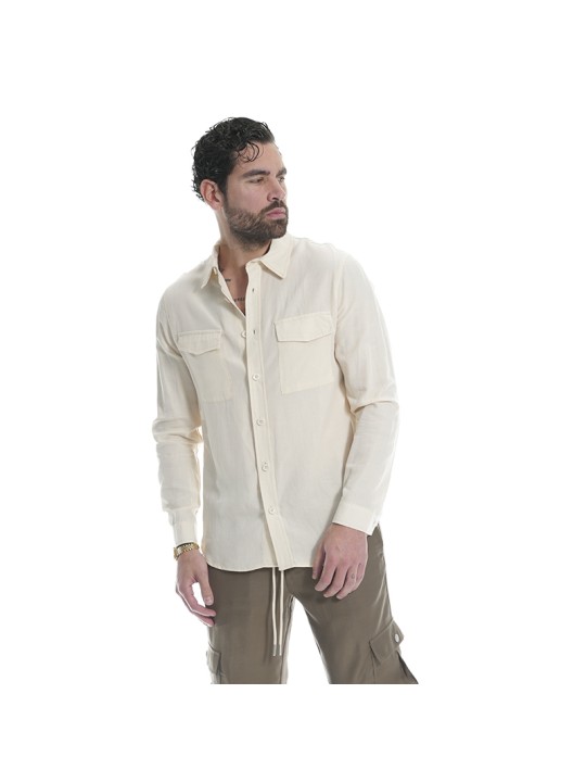 CAMICIA IN LINO CON DOPPIA TASCA