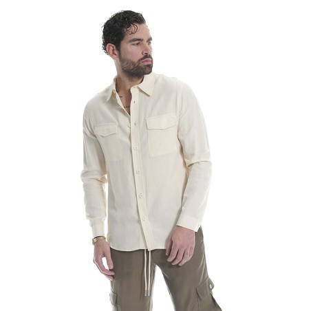 CAMICIA IN LINO CON DOPPIA TASCA