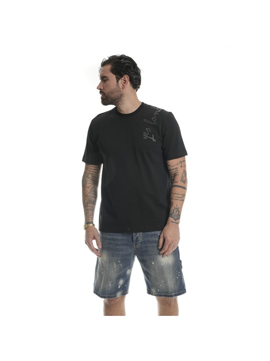 T-SHIRT APPLICAZIONE SPALLA YES LONDON CORSIVO