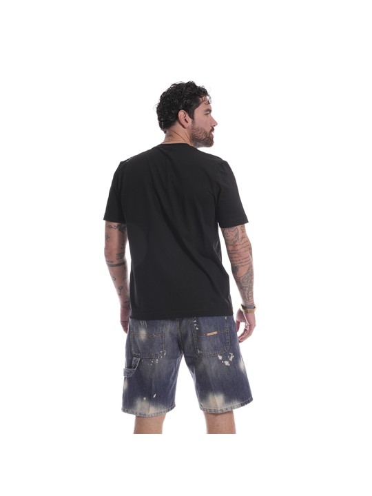 T-SHIRT APPLICAZIONE SPALLA YES LONDON CORSIVO
